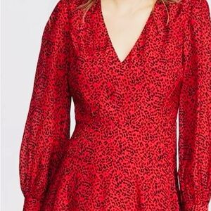 Alice & Olivia Red Leopard Print Dress